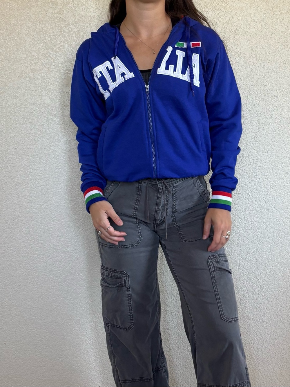 90s Italia Italy blue zip up hoodie